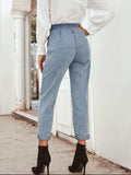 Tied Straight Leg Jeans with Pockets - Trendsi - Flyclothing LLC