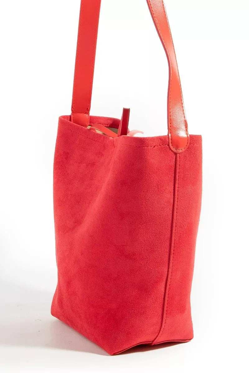 Fame Bucket Pouch Faux Suede Tote Bag - Trendsi - Flyclothing LLC