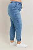 Judy Blue Full Size High Waist Denim Jogger Plus Size - Trendsi - Flyclothing LLC