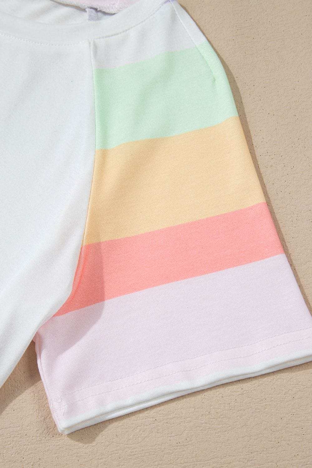 Rainbow Striped Round Neck T Shirt and Shorts Lounge Set - Trendsi - Flyclothing LLC