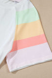 Rainbow Striped Round Neck T Shirt and Shorts Lounge Set - Trendsi - Flyclothing LLC