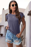 Ruffled Round Neck Cap Sleeve Blouse - Trendsi - Flyclothing LLC