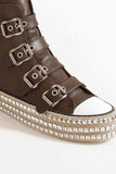 Beast Fashion Multi-Buckle Straps Studded Platform Sneakers - Trendsi - Flyclothing LLC