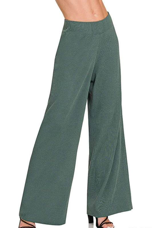 Zenana Viscose Ribbed Sweater Pants - Trendsi - Flyclothing LLC