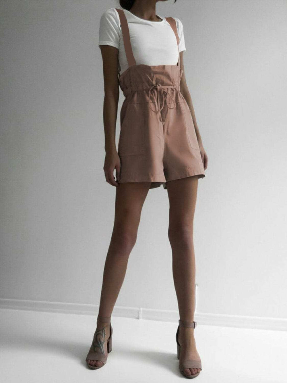 Drawstring Wide Strap Overalls with Pockets - Trendsi - Flyclothing LLC