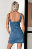 Button Down Mini Cami Denim Dress - Trendsi - Flyclothing LLC
