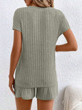 Ribbed V-Neck Top and Shorts Set - Trendsi - Flyclothing LLC