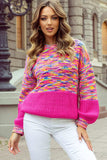 Rainbow Confetti Drop Shoulder Sweater - Trendsi - Flyclothing LLC
