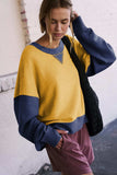 Color Block Round Neck Long Sleeve Sweatshirt - Trendsi - Flyclothing LLC