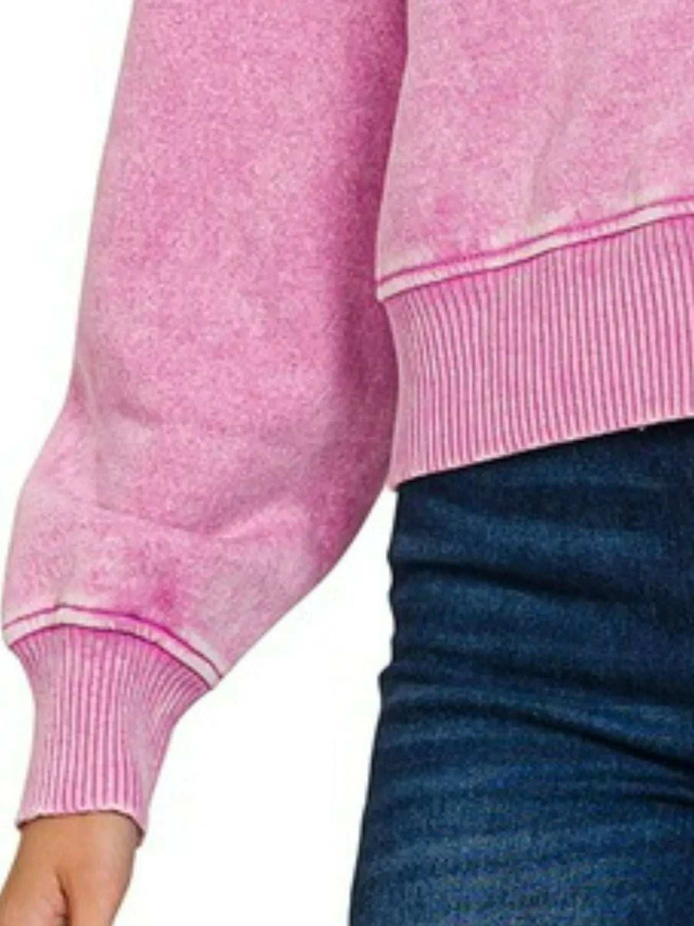 Zenana Acid Wash Fleece Drawstring Cropped Hoodie - Trendsi - Flyclothing LLC