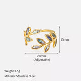 18K Gold-Plated Resin Leaf Bypass Ring - Trendsi - Flyclothing LLC