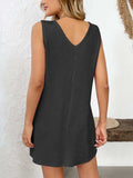 Texture Pocketed V-Neck Tank Dress - Trendsi - Flyclothing LLC