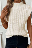 Cable Knit Turtleneck Sweater Vest - Trendsi - Flyclothing LLC