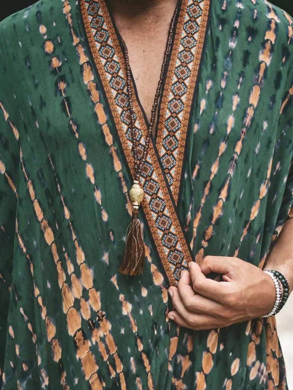 Men's Plus Size Printed Open Front Cover-Up - Trendsi - Flyclothing LLC