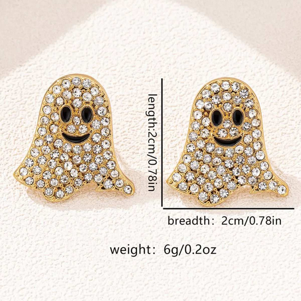 18K Gold-Plated Rhinestone Halloween Ghost Earrings - Trendsi - Flyclothing LLC
