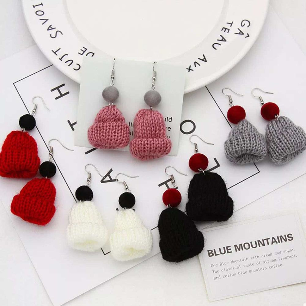Christmas Knitted Beanie Earrings - Trendsi - Flyclothing LLC
