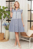 ADORA Button Down Textured Babydoll Dress - Trendsi - Flyclothing LLC