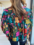 Printed Lantern Sleeve Blouse - Trendsi - Flyclothing LLC