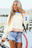 Star Contrast Round Neck Long Sleeve Sweatshirt - Trendsi - Flyclothing LLC