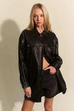 Davi & Dani Faux Leather Button Up Jacket with Chest Pockets - Trendsi - Flyclothing LLC