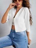Open Front 3/4 Sleeve Blazer - Trendsi - Flyclothing LLC