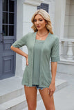 Texture Square Neck Short Sleeve Blouse - Trendsi - Flyclothing LLC