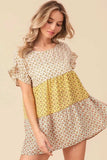 BiBi Flroal Printed Woven Color Block and Tiered Top - Trendsi - Flyclothing LLC