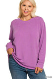 Zenana Full Size Raised Rib Round Neck Long Sleeve Top Plus Size - Trendsi - Flyclothing LLC