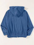 Drawstring Zip Up Long Sleeve Hooded Jacket - Trendsi - Flyclothing LLC