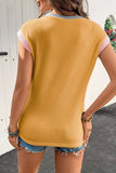 Contrast Trim Ribbed Knit Sleeveless Top - Trendsi - Flyclothing LLC