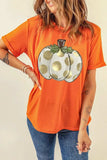 Pumpkin Graphic Round Neck Short Sleeve T-Shirt - Trendsi - Flyclothing LLC