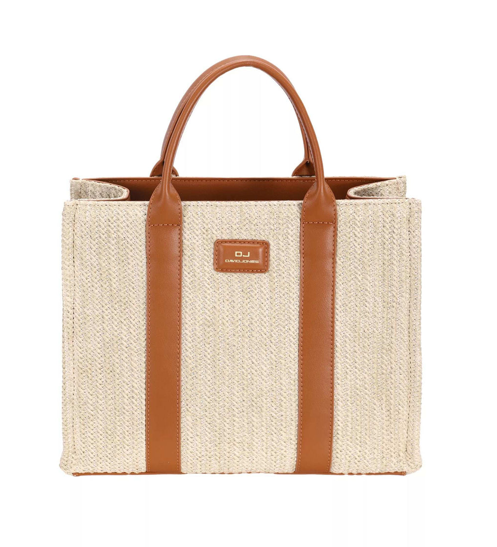 David Jones Square Woven Tote Handbag - Trendsi - Flyclothing LLC