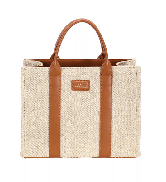 David Jones Square Woven Tote Handbag - Trendsi - Flyclothing LLC