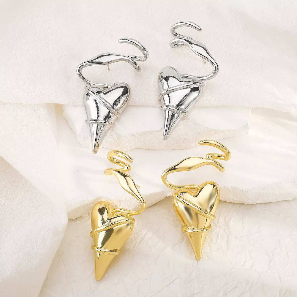 Heart-Shaped Twisted Wire Earrings - Trendsi - Flyclothing LLC