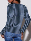 Striped Round Neck Long Sleeve T-Shirt - Trendsi - Flyclothing LLC