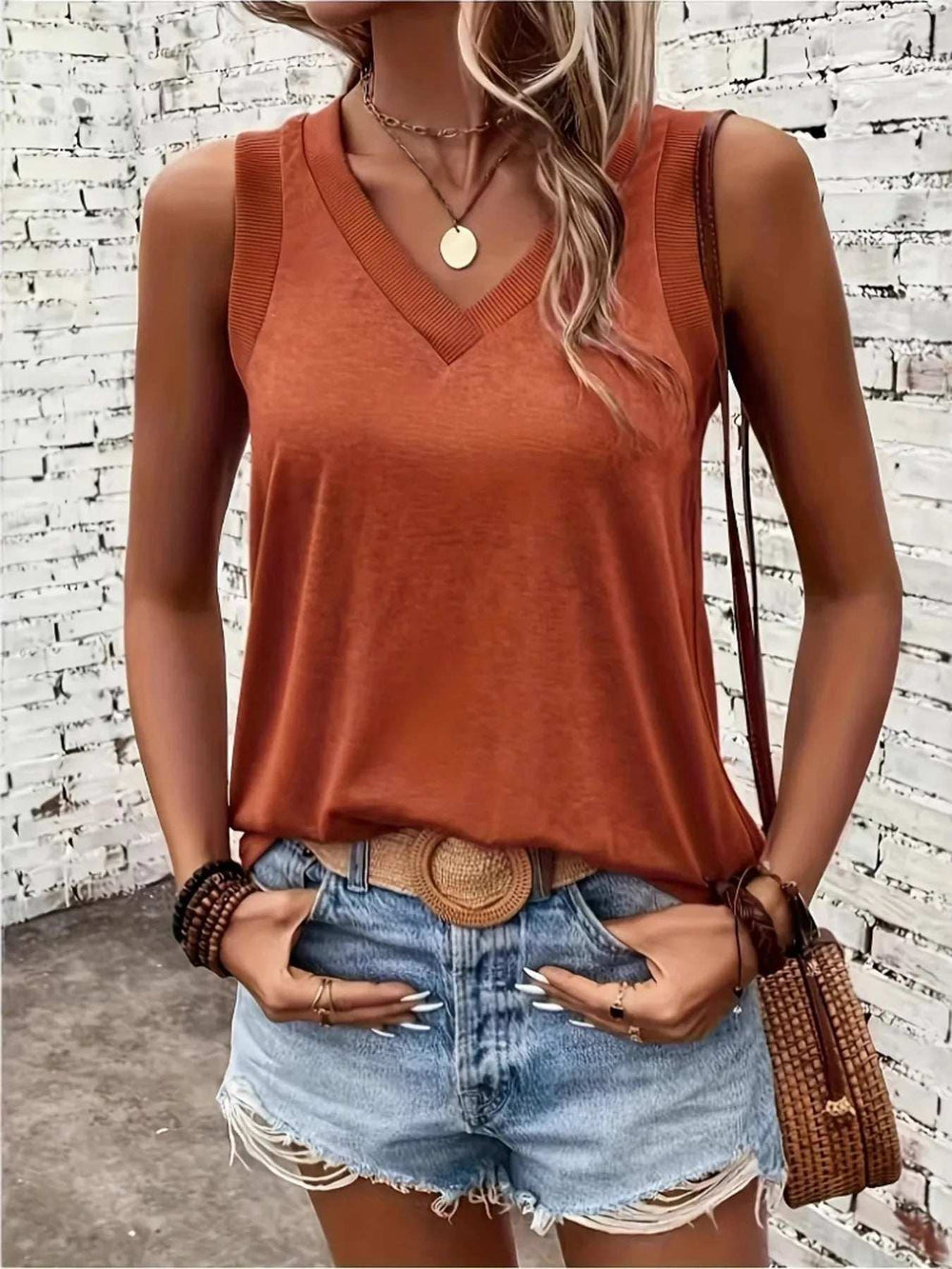 V-Neck Tank - Trendsi - Flyclothing LLC