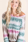 BiBi Tie Dye Print Terry Sweatshirt - Trendsi - Flyclothing LLC