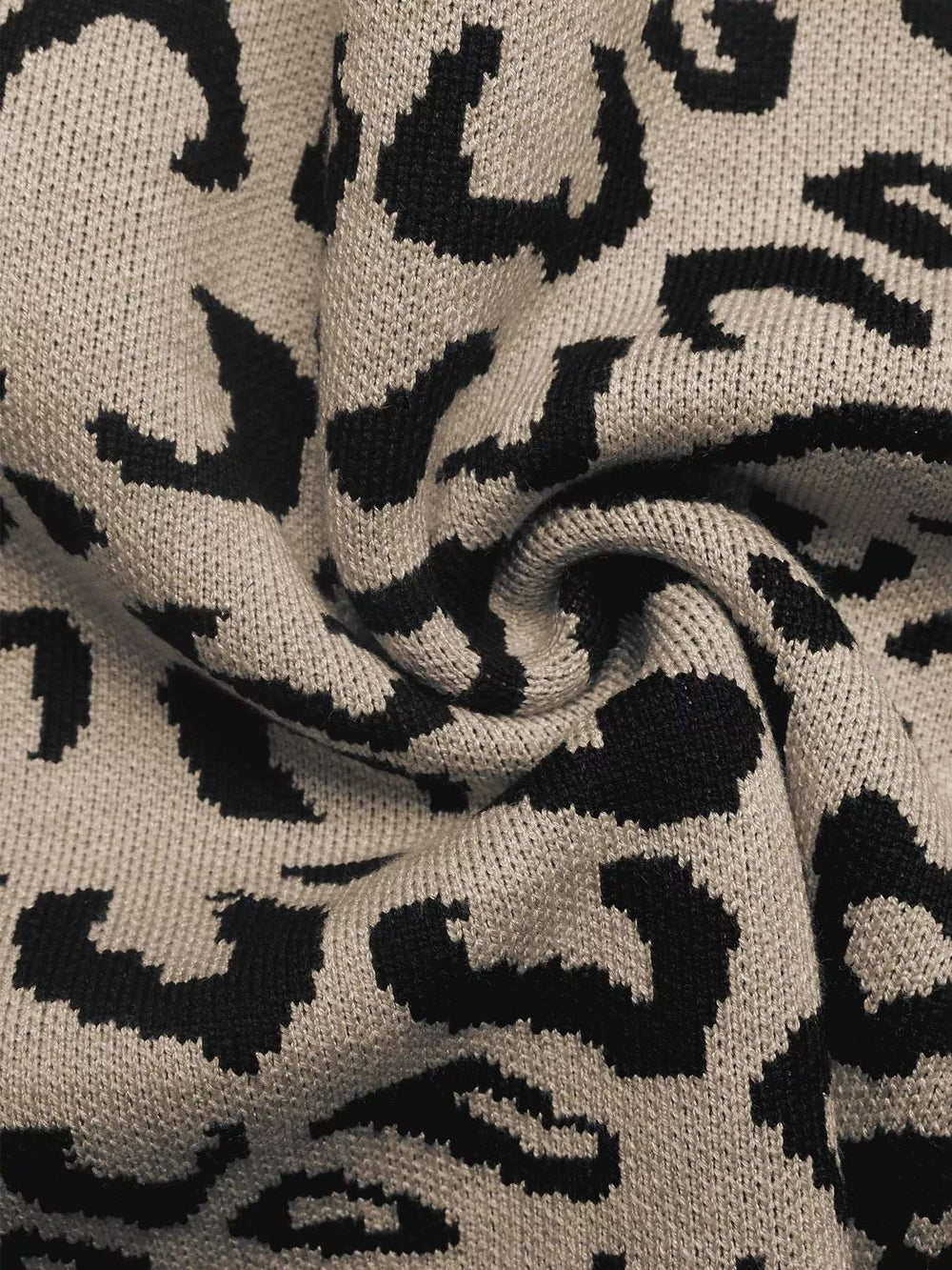 Frill Leopard Long Sleeve Sweater - Trendsi - Flyclothing LLC