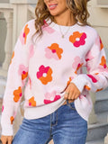 Floral Crew Neck Long Sleeve Sweater - Trendsi - Flyclothing LLC