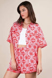 VERY J Full Size Tropical Printed Shirt Top and Shorts Set Plus Size - Trendsi - Flyclothing LLC