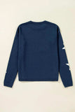 Star Round Neck Long Sleeve Sweater - Trendsi - Flyclothing LLC