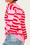 Striped Round Neck Dropped Shoulder Sweater - Trendsi - Flyclothing LLC