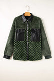 Pocketed Checkered Collared Neck Snap Down Jacket - Trendsi - Flyclothing LLC