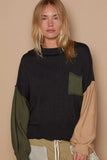 POL Color Block Roll Hem Hacci Sweater - Trendsi - Flyclothing LLC
