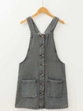 Wide Strap Button Down Denim Overall Dress - Trendsi - Flyclothing LLC