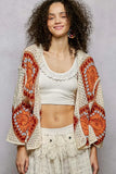 POL Open Front Crochet Cardigan with Granny Square Pattern - Trendsi - Flyclothing LLC