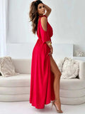Tied Shoulder Slit Maxi Dress - Trendsi - Flyclothing LLC