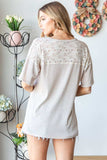 Heimish Full Size Lace Front Pocket Drop Shoulder Top - Trendsi - Flyclothing LLC