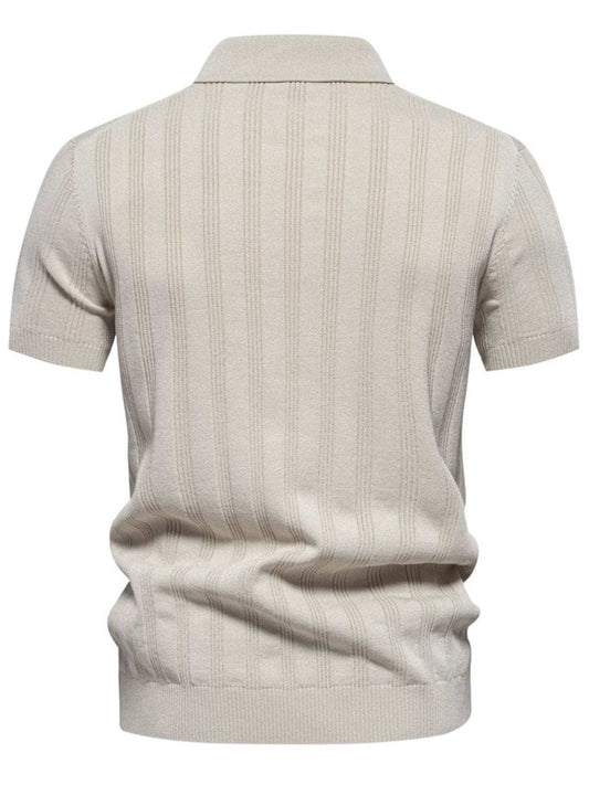 Men's Collared Neck Short Sleeve Knit Polo - Trendsi - Flyclothing LLC