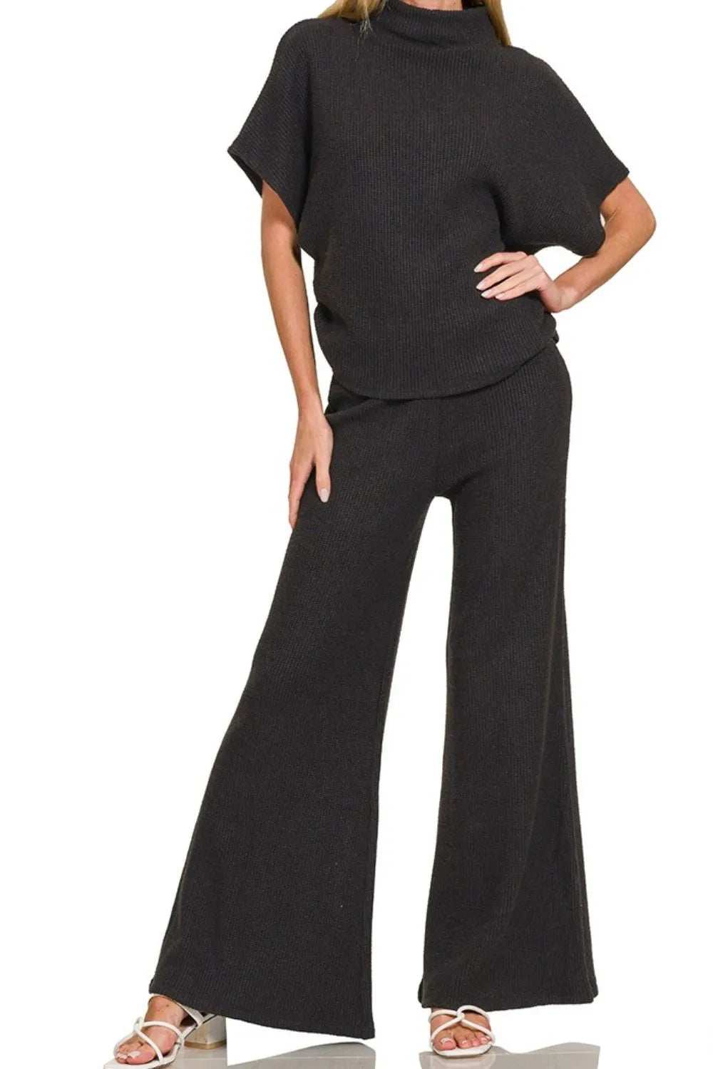 Zenana Wide Leg Flare Sweater Pants - Trendsi - Flyclothing LLC